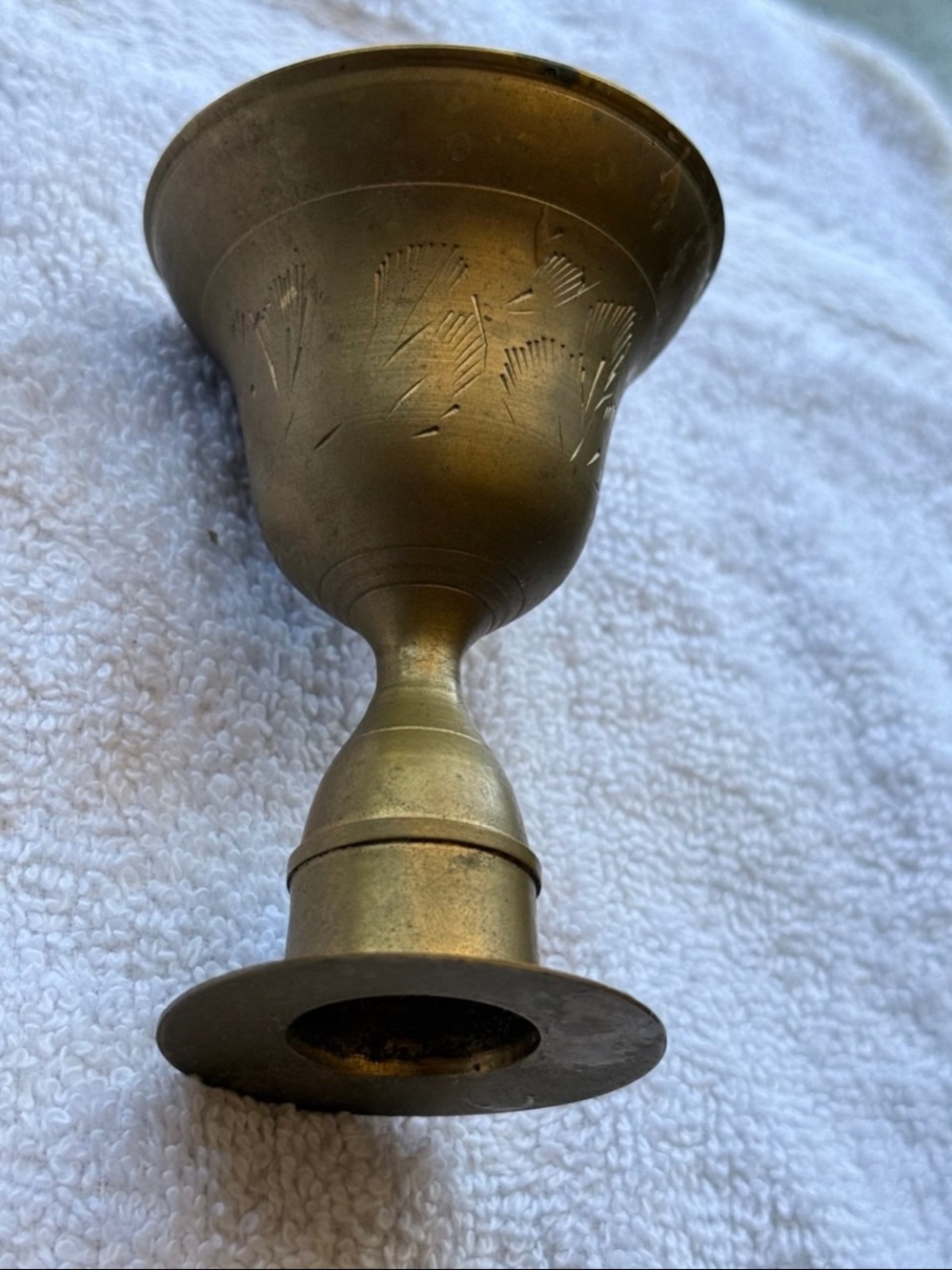 Imported Vintage Hand-Engraved Brass Candlestick Holder – 9.5” Tall
